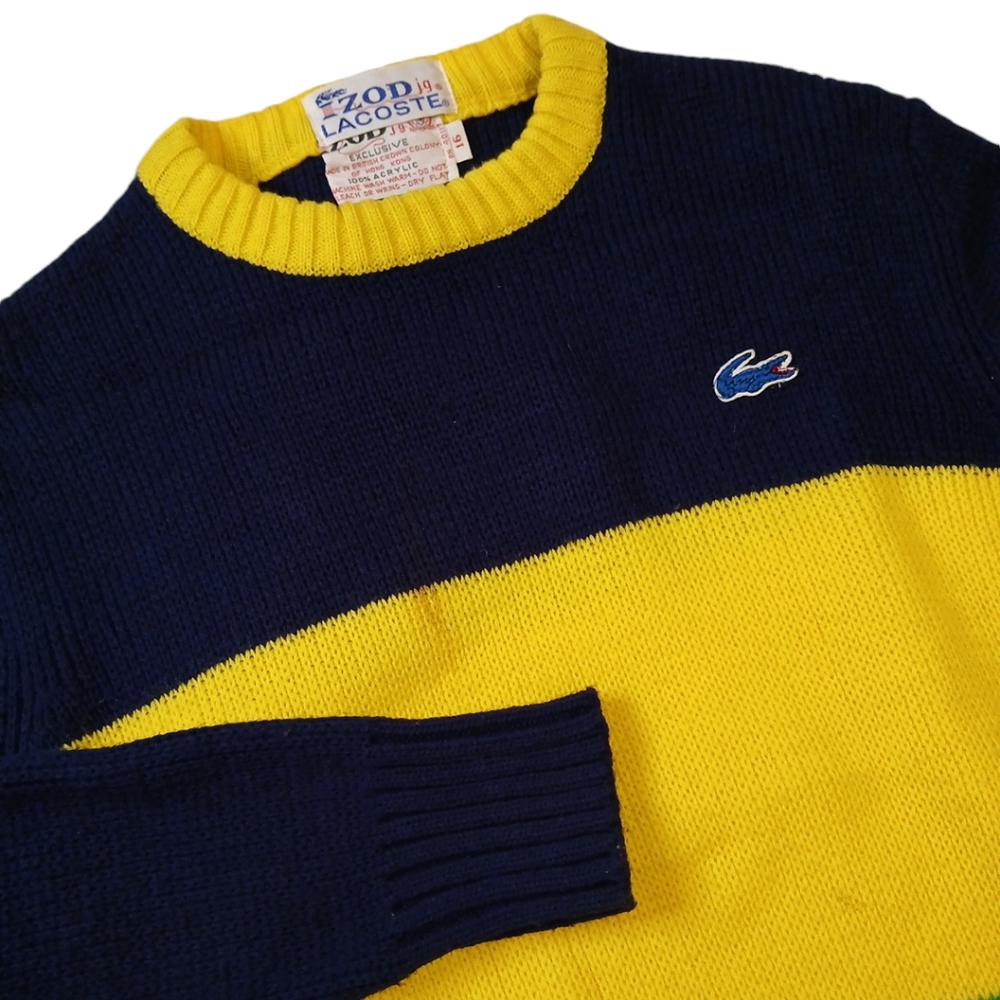 Lacoste VTG 100% Acrylic Striped size 16 Sweatshirt SMALL‎ FLAW